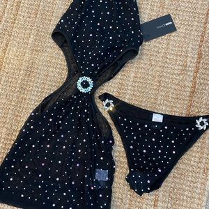NEW Black halter rhinestone dress